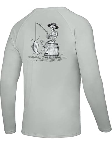 Twekfish Men's UPF 50+ Sun Fishing Shirt, Long Sleeve UV Protection Tee, Quick Dry Rash Guard for Outdoor Swim Hiking, Skeleton Graphic - Image 1