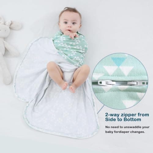 Sleepsack Swaddle,Sleep Sack 6-12 Months,Adjustable Wearable Transition Blanket,Miracle Swaddles for Babies Large,100% Cotton(Green) - Thumbnail 6