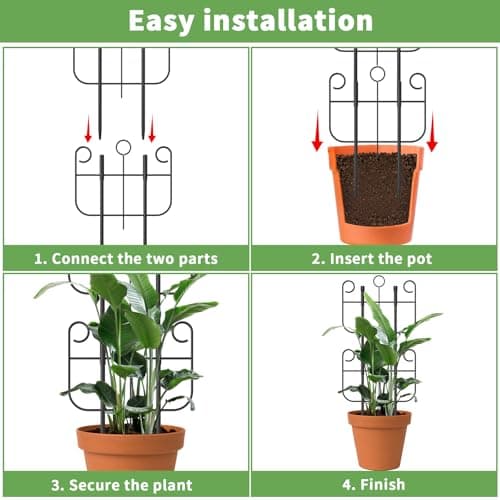 Garden Trellis for Climbing Plants, Outdoor Rustproof Heavy Duty Plant Climber Support for Flowers, Vine, Cucumbers, Expandable Height & Width, No Dig Decorative Garden Fence Panels - Thumbnail 4