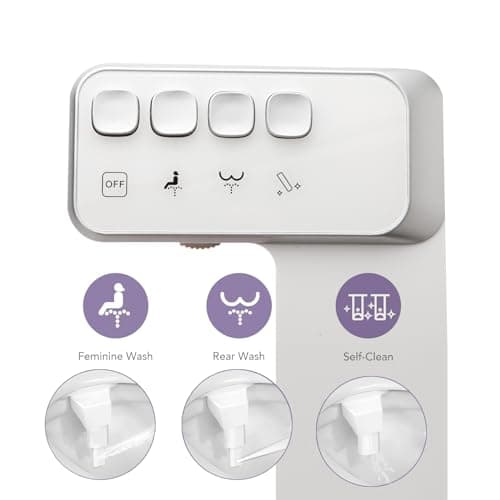 Bidet Attachment for Toilet，Non-Electric Dual Nozzle Hygienic Bidets，Self Cleaning and Adjustable Water Pressure Toilet Bidet for Frontal and Rear Wash（Classic Metal Hose） - Thumbnail 2