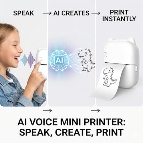 AI Voice Thermal Sticker Printer for Kids, Portable Inkless Mini Sticker Maker Machine, Pocket Photo Printer for DIY Journaling, Study Notes, Coloring Pages & Gifts - Thumbnail 2