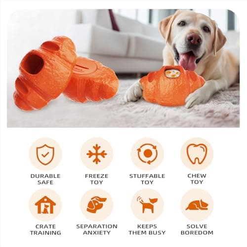 2pack Durable Frozen Dog Chew Toy for Aggressive Chewers,Interactive Treat Dispensing Toy for Crate Training & Anxiety Relief,Food-Grade Nylon, Coffee Wood Fiber, Easy to Clean,For Medium & Large Dogs - Thumbnail 2