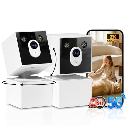 Carltec 2K Dog Face Shaped Cameras for Home Security, No Subscription, 5G/2.4G WiFi Indoor Camera PTZ Pet Baby Monitor, Auto Motion Tracking, 911 Emergency Alert, Night Vision,Work with Alexa(2 Pack) - Image 1