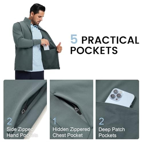 MAELREG Men's Lightweight Softshell Jackets Stand Collar Windbreaker Full Zip Up Coat with Pockets Outdoor Casual - Thumbnail 4