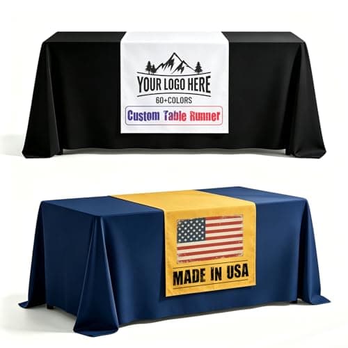 Ships Next Day Custom Table Runner with Logo Text Personalized Vendor Display Supplies - Events, Parties, Ceremonies Vendor Booth Display Items Small Business Essentials (13 x 72inch) - Image 1
