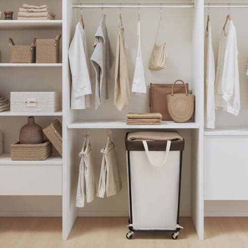 GRANNY SAYS 160L Rolling Laundry Basket, Laundry Hamper with Wheels, Large Laundry Cart with Removable Bag, Clothes Organization and Storage for Laundry Room, Bathroom, Bedroom, Beige - Thumbnail 6
