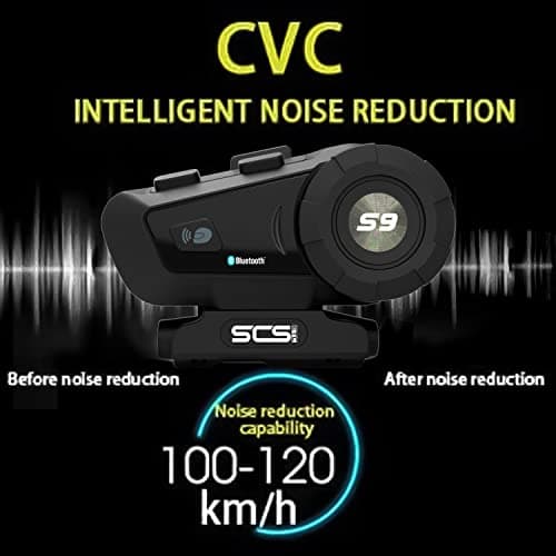 SCSETC S-9 Motorcycle Helmet Bluetooth Headset - 2000m, 6-Rider Intercom - Bluetooth Helmet Headset with CVC Noise Cancellation, Handsfree/Voice Control/HD Music - 2 Pack - Thumbnail 4