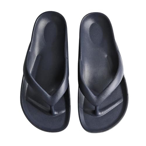 GETOEU Arch Support Flip Flops for Women and Men Soft Cushioning EVA Thong Sandals with Thick Sole, Non-Slip Quiet Outsole, Shock Absorbing Shower & Beach Flip Flops,Navy - Image 1