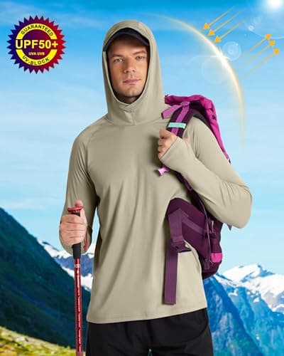 Roadbox Mens UPF 50+ Fishing Shirt, Long Sleeve UV Sun Protection Hoodies, Quick Dry Rash Guard for Hiking Outdoor Working - Thumbnail 3