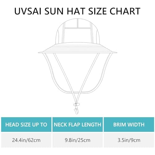 UVSAI UPF 50+ Foldable Sun Hats Wide Brim with Large Neck Flap for Men Women UV Protection Gardening Fishing Beach Hat Dark Grey - Thumbnail 3