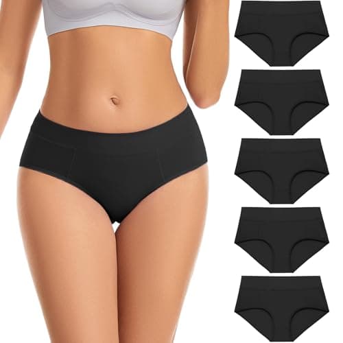CleainKorte Womens Underwear Cotton Hipster Ladies Panties for Women Mid Rise Coverage Briefs Strech Breathable - 5 Pack - Image 1