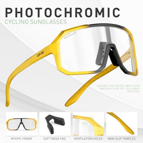 KAPVOE Photochromic Cycling Glasses Sports Sunglasses for Men Women Mountain Bike Sunglasses Clear MTB Bicycle Riding K62 - Thumbnail 4