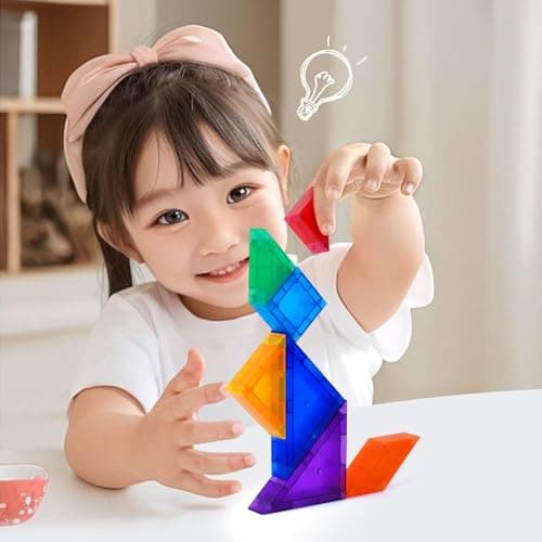 YPLUS Mini Magnetic Tiles Travel Magnetic Blocks Building Toys, 700 Shapes 3D Magnet Tangrams Puzzle, Toddlers Montessori Road Trip Toys STEM Educational Activity for Kids 4-8, 8-12 - Thumbnail 6