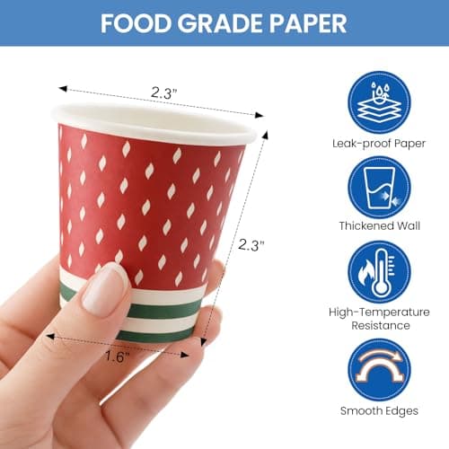 Biotakeware 300 Pack 3 oz Bathroom Paper Cups, Disposable Mouthwash Cups with 4 Mixed Designs, Small Mini Coffee Cups for Bathroom, Party, Picnic, Travel, and Events - Thumbnail 2