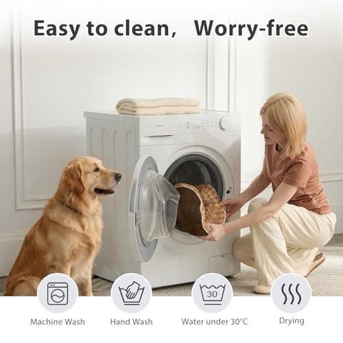 RRPETHOME Dog Beds Large Sized Dog,Washable Rectangle Dog Bed for Medium Dogs,Orthopedic Pet Bed with Anti-Slip Bottom for Large Dogs,Brown,35"x25"x7" - Thumbnail 6