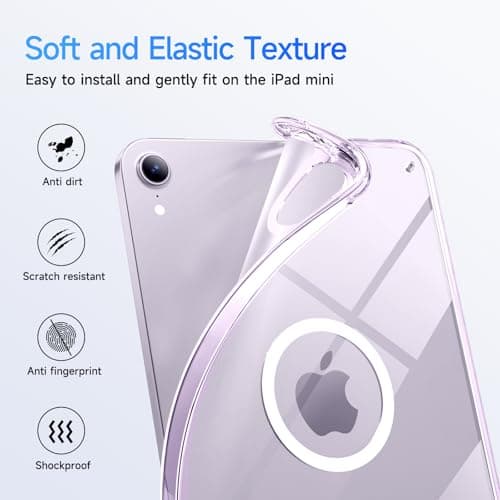 SANDUODD Case for iPad mini 7 (A17 pro) 2024/iPad mini 6 2021, Rugged Translucent Back Shell Full Corner Protective Case for 8.3 inch iPad mini 6/7, Compatible with Magsafe (Clearpurple) - Thumbnail 3