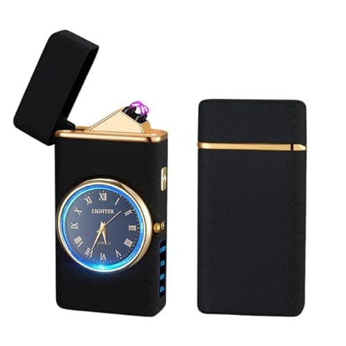 TIKIUKI Windproof Dual Arc USB Rechargeable Plasma Camping Lighter with LED Display Flameless Lighter for Camping Hiking Candles BBQ and Outdoor Adventures（Frosted Black） - Image 1