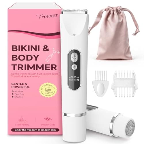 CoolHair Bikini Trimmer for Women, Smooth Electric Razor for Sensitive Skin, IPX7 Waterproof Wet & Dry Cordless Body Shaver for Bikini Area, Pubic Hair, Face, Underarms & Legs (Wihte) - Image 1