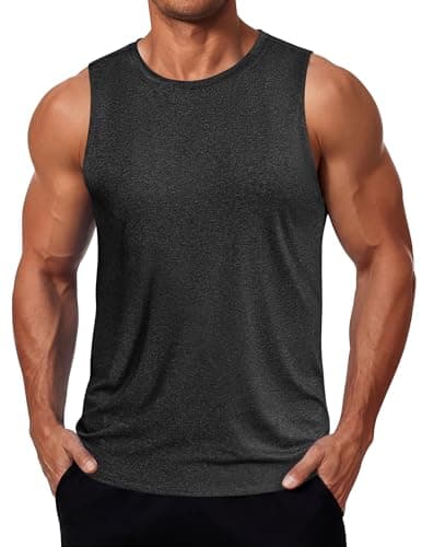 COOFANDY Mens Muscle Tank Tops Dry Fit Summer UPF 50+ Sleeveless Workout Gym Ruunning Shirts for Men Black - Image 1