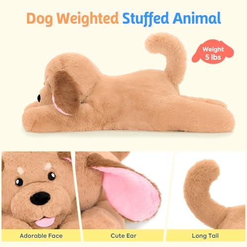 PEACH CAT 25.6 inch 5 lbs Golden Retriever Dog Weighted Stuffed Animals Large Weighted Plush Soft Puppy Plushies Toys Gifts for Kids Adults - Thumbnail 5