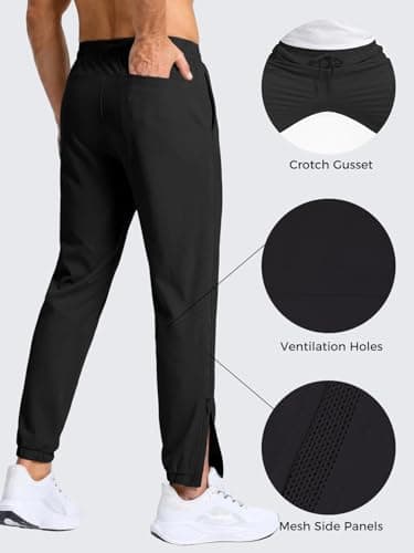 Auxo Mens Track Pants Running Jogging Tapered Pants Black Joggers for Men Mens Joggers with Zipper Pockets M - Thumbnail 5