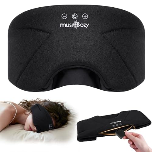 MUSICOZY Bluetooth Sleep Mask Headphones 5.4, Wireless Over-Ear Headphones Washable Zipper Sleep Headphones Mask with HD Stereo Speakers for Side Sleepers Travel & Relaxation, Gifts for Men Women - Image 1
