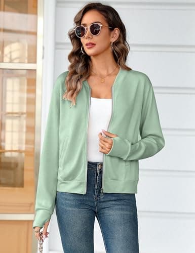 Totatuit Zip Up Sweatshirts for Women Casual Outfits Cardigan Outerwear Trendy 2025 Fall Jackets Coat - Thumbnail 2