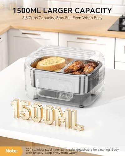 Yofidra Heated Lunch Box, Cordless 24000mAh 100W Electric Lunch Box with Smart Timer, 6.3-Cup Super Large Lunchbox for Men & Women, Portable Food Warmer with Insulated Bag for Outdoor/Office, Black - Thumbnail 6