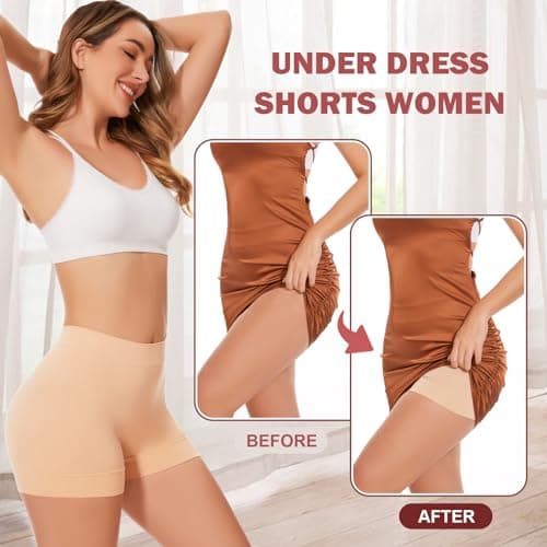 UUMIAER 3 Pack Slip Shorts for Under Dresses, Anti Chafing Women Boyshort Shapewear Yoga Shorts, Size L - Thumbnail 3