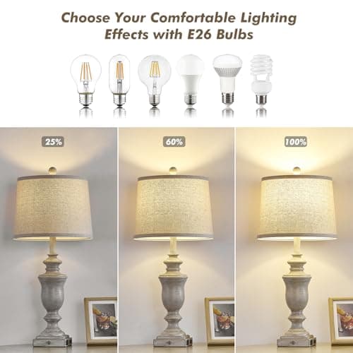 SAIWEYA 27.5" Set of 2 Farmhouse Table Lamps for Bedroom, 3 Way Dimmable Bedside Lamp with 2 USB +AC Outlet Nightstand Lamps for Living Room Resin Rustic Touch Lamps - Thumbnail 2