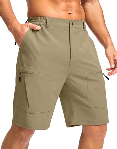 Pudolla Men's Hiking Cargo Shorts 9" Lightweight Stretch Travel Work Shorts for Men Outdoor Casual with 5 Pockets(Dusty Khaki XX-Large) - Image 1