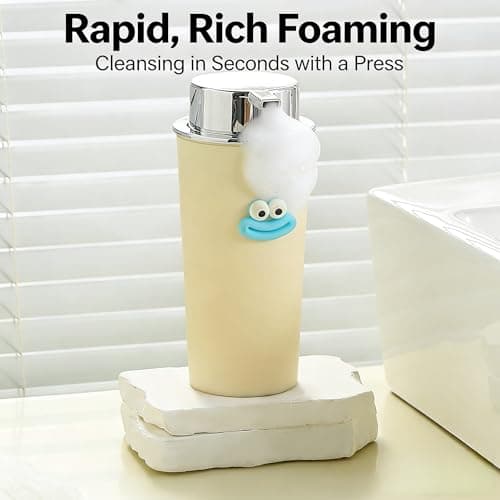 Foaming Soap Dispenser with Leak-Proof Lock, Rapid Rich Foam, 16.5×8cm/6.5×3.15in Large Capacity, PP+ABS Material, Cute Cartoon Design for Bathroom Kitchen Home Travel Dorm RV Hotel - Thumbnail 4