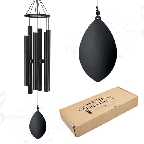 Wind Chimes for Outside Deep Tone, 30 Inch Wind Chimes Outdoor with 6 Tuned Aluminum Tubes, Memorial Wind Chimes for Mother's Day Christmas, Decor for Yard, Patio, Porch, Black - Image 1