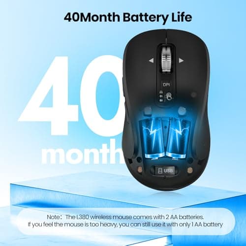 CITLLA Full-Size Silent Wireless Mouse, 2 Bluetooth + 1 USB Multi-Mode, 4-Way Scrolling, Adjustable DPI, Side Buttons, Long Battery Life, Compatible with Laptop/Tablet/MacBook/iPad - Thumbnail 5