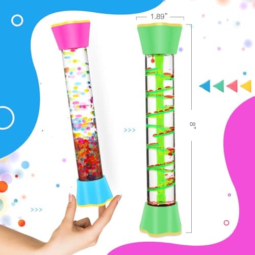 Cucue Sensory Fidget Tubes - Calming Toys for Kids- Sensory Tube with Glitter Bottle, Gravity Spinner, Bubble Drop Spiral - Fidget Toys for Classroom, Desk Decor, Stocking Stuffers ( 3 Pack ) - Thumbnail 4