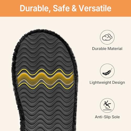 ATHMILE House Slippers for Women with Platform Memory Foam Arch Support Open Toe, Fuzzy Fluffy Cozy Womens Slippers for Home Indoor Outdoor Bedroom Ladies Christmas Gifts Pantuflas Para Mujer - Thumbnail 5