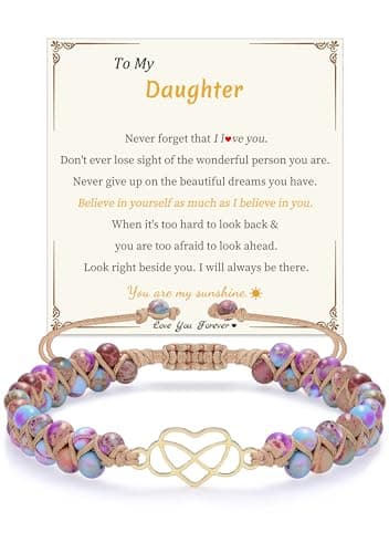 Sistble Easter Gifts Daughter Gifts from Mom, Easter Basket Stuffers Mothers Day Gift for Daughter Bracelet, To My Bracelet Infinity Heart Beaded Bracelets Birthday Gift Christmas Stocking Stuffers