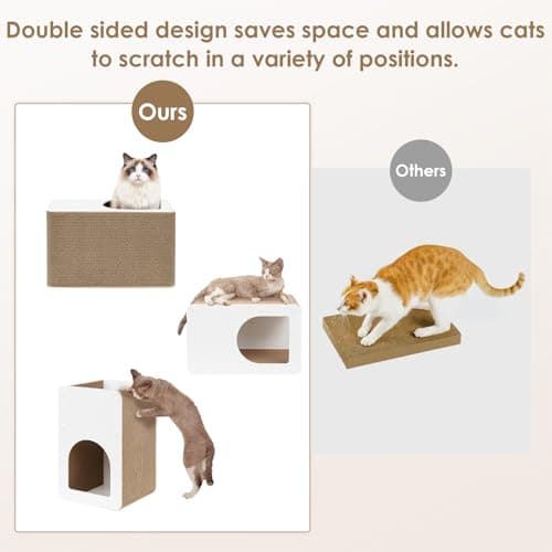 EHEYCIGA Cardboard Cat Scratcher House, 17-Inch Corrugated Cat Scratcher for Indoor Cats, Kitten Scratching Board Pad, White - Thumbnail 4