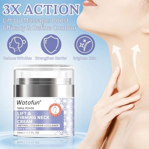 Anti-Aging Neck Firming Cream - Natural Face Moisturizer with Retinol Collagen Peptides & Hyaluronic Acid - Daily Moisturizer Face & Neck Cream - Firming Hydrating Facial Moisturizer Cream Day & Night - Thumbnail 2