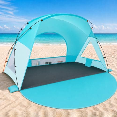 Beach Tent, Portable Sun Shelter for 2/3/4/6-8 Person with UPF 50+ UV Protection, Easy Setup Waterproof Beach Shade Canopy Cabana for Family Outdoor and Picnics, Fishing with Carrying Bag - Image 1