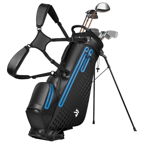 Waterproof Golf Stand Bag, All-Weather Lightweight Carry Bag with Reflective Safety Strips, 5-Way Top Divider, Rain Hood, 6 Pockets, Black - Image 1