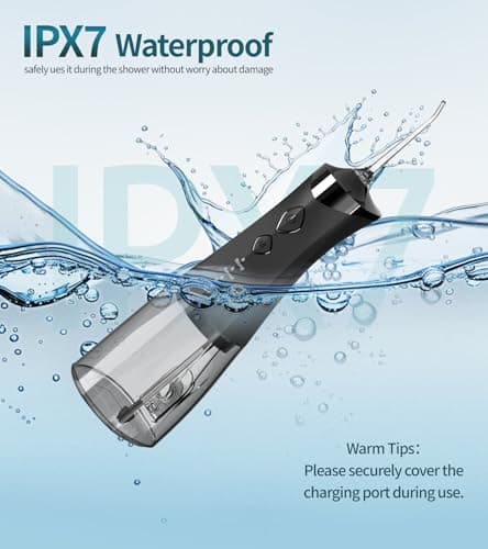 Water Dental Flosser Cordless for Teeth, 350ML Water Dental Flosser Teeth Pick 4 Modes Portable Oral Irrigator with 4 Jet Tips Rechargeable Flossers Oral Irrigator IPX7 Waterproof for Home Travel - Thumbnail 6