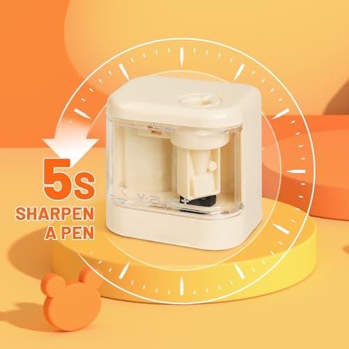 YPLUS Electric Pencil Sharpener for Kids, Super Portable Small Colored Pen Sharpeners, Automatic Mini Sharpener for Classroom,Stocking Stuffers for Kids Toddler - White - Thumbnail 6
