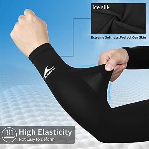 Achiou Cooling Ice Silk Arm Sleeves, Summer UV Sun Protection Compression Sleeves UPF 50+ for Women Volleyball Youth Sports - Thumbnail 4