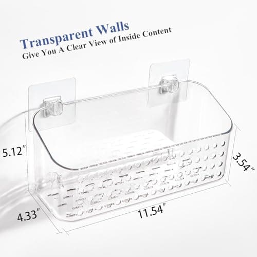 Eunion Bath Toy Storage 2 Packs, Large Bath Toy Holder, Quick Dry Bathtub Toys Organizer, Shower Caddy Shower Organizer for Bathroom Storage, No Drill Shelves Basket, Drainable, Clear White - Thumbnail 2