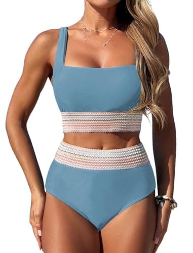 ZAFUL Women High Waisted Bikini Tummy Control Swimsuits Two Piece Swim Suits for Women 2025 Sporty Bathing Suit Swimwear - Image 1