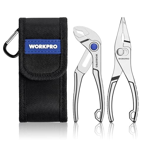 WORKPRO 2-Piece Mini Pliers Set with Pouch for Tight Spaces & Versatile Use