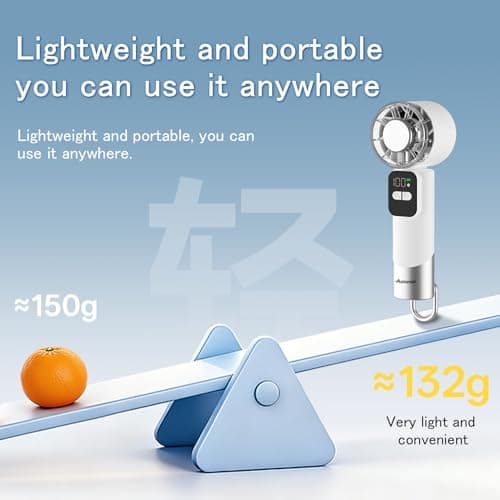 Aonesor High-Speed Handheld Fan with Ice Cooling, 11800RPM & 8.7m/s Powerful Turbo Fan, Metallic Texture 5 Speeds Personal Cooling Fan for Travel, LED Display Rechargeable Portable Fan, Silver - Thumbnail 5