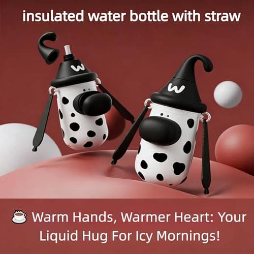 Insulated Water Bottle, 100% Leak-proof Travel Mug | w/baldric & Straw|Silicone Sleeve for Durability | 316 stainless steel cup body | 3-In-1 Lid | Reusable Coffee Travel Mug. (Spotted) - Thumbnail 4