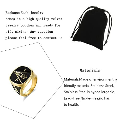 YLWJSP Freemason Gifts Masonic Biker Ring - Master Mason Signet Style Jewelry Band (G 9) - Thumbnail 2